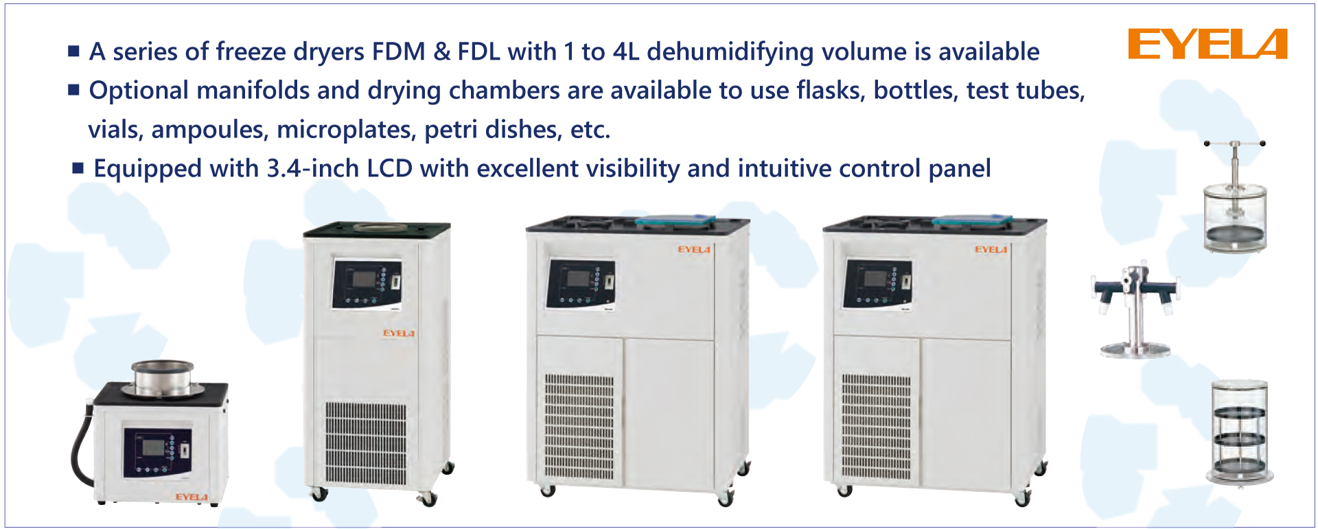 Freeze Dryers manifold drying chamber flask ampoule microtube microplate petri dish