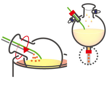 Sample injection unit for medium to large size rotary evaporators